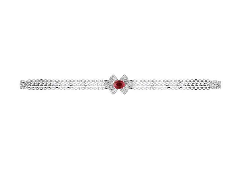 Louis Vuitton bracelet set with an African ruby flanked by diamond-shaped petals.
